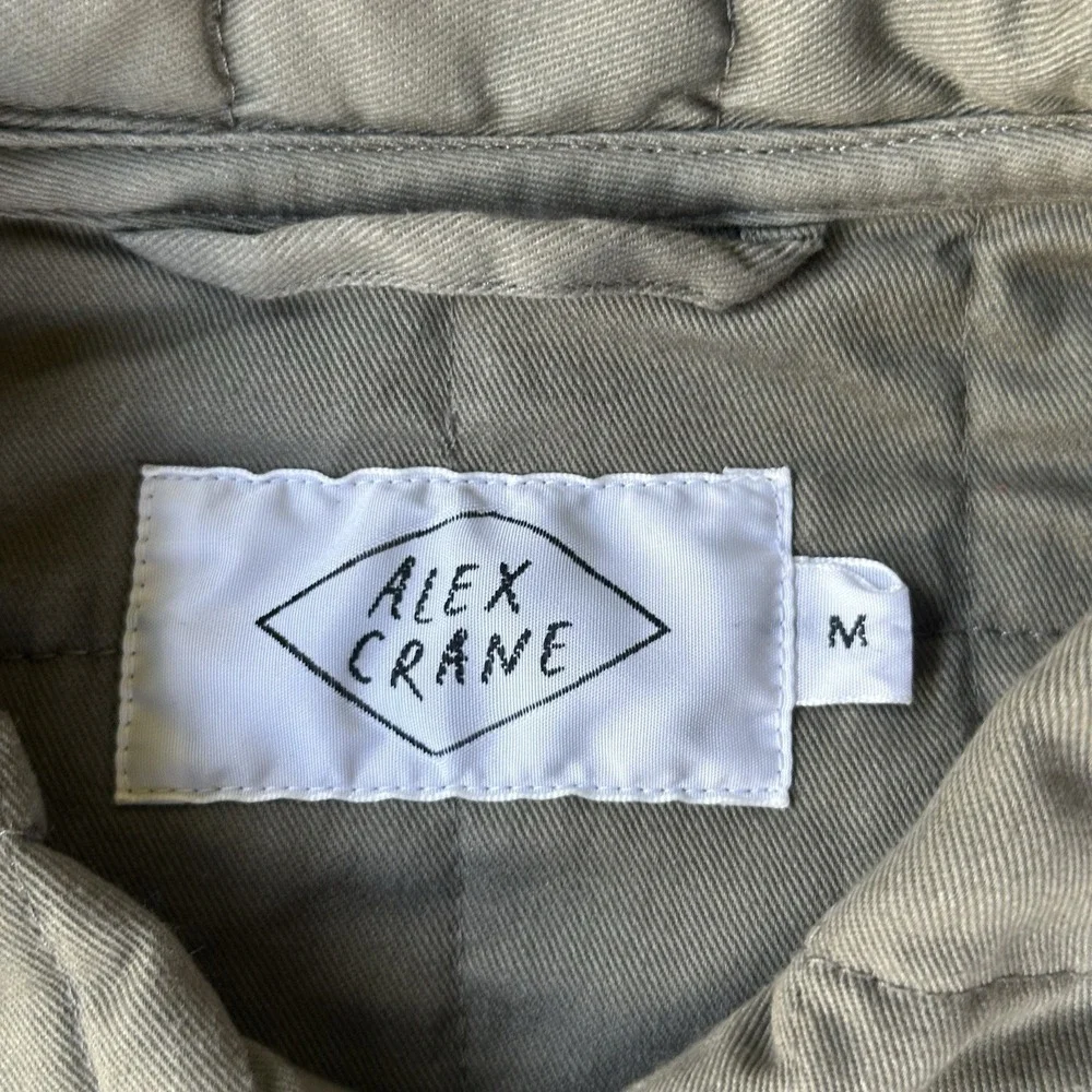 Alex Crane Quilted Kite Jacket Mens M Green Button Chore Coat Organic Cotton